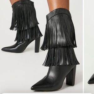 Black Fringe Boots